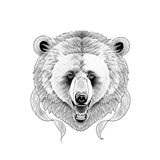 bear and angel tattoo design idea