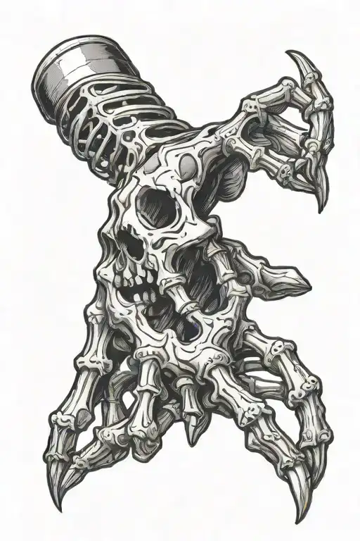 skeleton hand holding cempasúchil  tattoo design idea