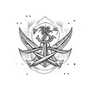 sleeve naval theme incorporating 4 swallows, a hula girl, palm trees, an anchor, a submarine  tattoo design idea