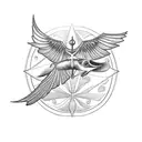 sleeve naval theme incorporating 4 swallows, a hula girl, palm trees, an anchor, a submarine  tattoo design idea