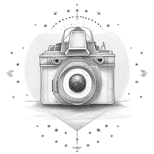 Camera and the sun memorial tattoo design idea