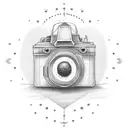 Camera and the sun memorial tattoo design idea