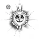 Camera and the sun memorial tattoo design idea