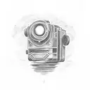 Camera and the sun memorial tattoo design idea
