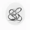 A minimalist design of intertwined wedding rings with the date of the anniversary subtly incorporated tattoo design idea