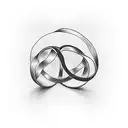 A minimalist design of intertwined wedding rings with the date of the anniversary subtly incorporated tattoo design idea