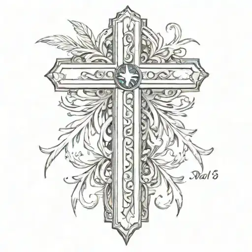 nail cross  with Romans 5:3-5   tattoo design idea