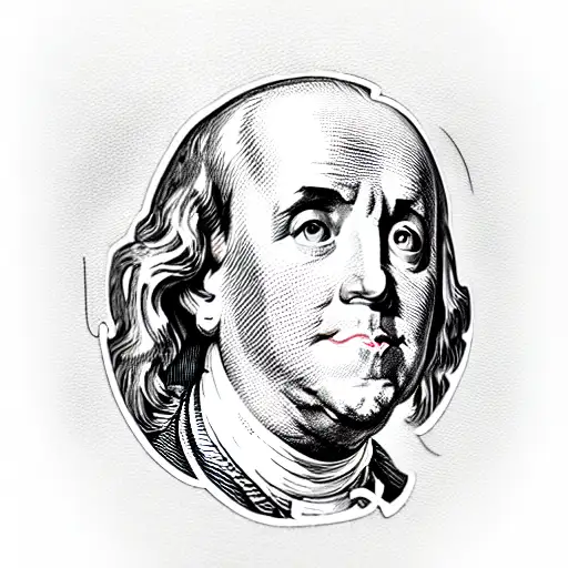  burning banknote with benjamin franklin tattoo design idea