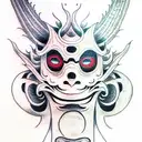 dragon mask tower tattoo design idea