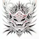 dragon mask tower tattoo design idea