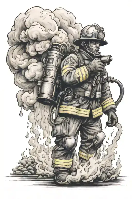 firefighter steam rising tattoo design idea