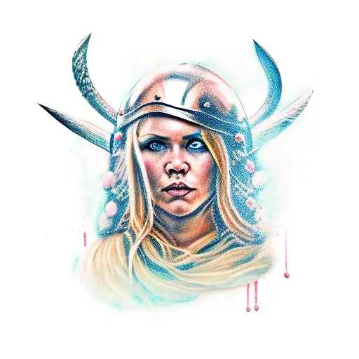 female Viking warrior tattoo design idea