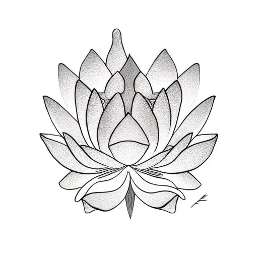 Black And White Lotus Flower Painted In Graphic Style Isolated Stock  Illustration - Download Image Now - iStock