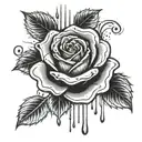 Rose and blood dripping tattoo design idea