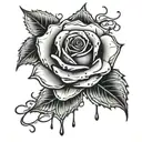 Rose and blood dripping tattoo design idea