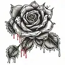 Rose and blood dripping tattoo design idea