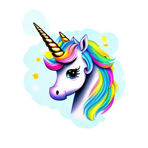 cute unicorn tattoo design idea