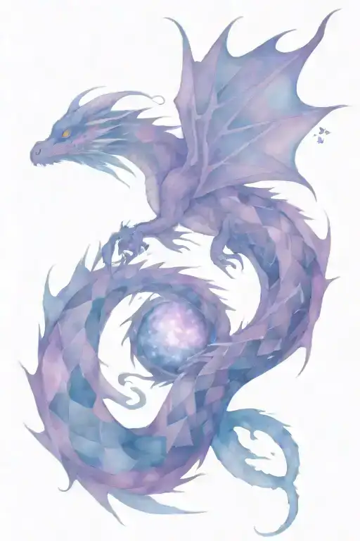 eye in a star space purple dragon with tattoo design idea