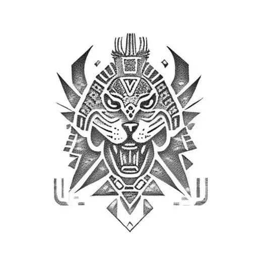Jaguar, Eagle, Aztec, Aztec calendar stone tattoo design idea