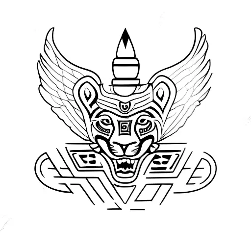 Jaguar, Eagle, serpent, Aztec  tattoo design idea