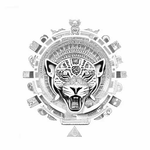 Jaguar, Eagle, serpent, Aztec, Aztec calendar  tattoo design idea