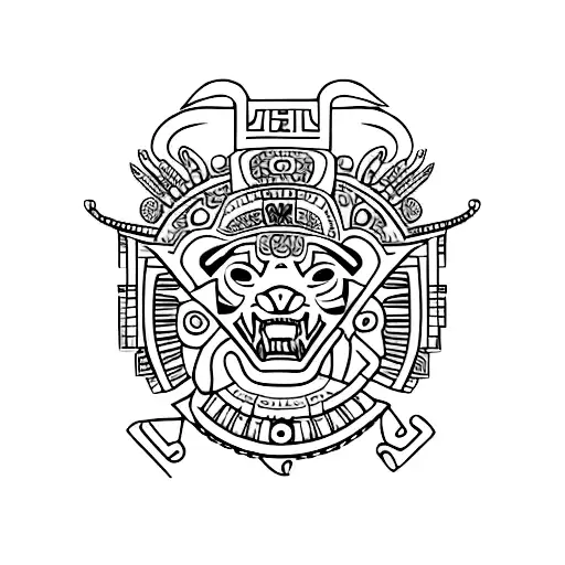 Jaguar, Eagle, Aztec, Aztec calendar stone tattoo design idea