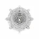 Cosmic Aztec calendar merging with the universe tattoo design idea