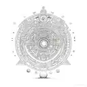 Cosmic Aztec calendar merging with the universe tattoo design idea