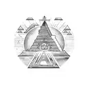 A cosmic Aztec pyramid with a golden sun at its peak tattoo design idea