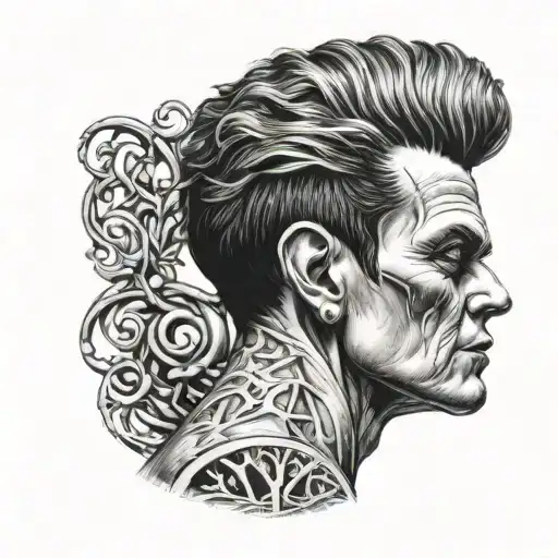 Frankenstein Bride of Frankenstein profile tattoo design idea