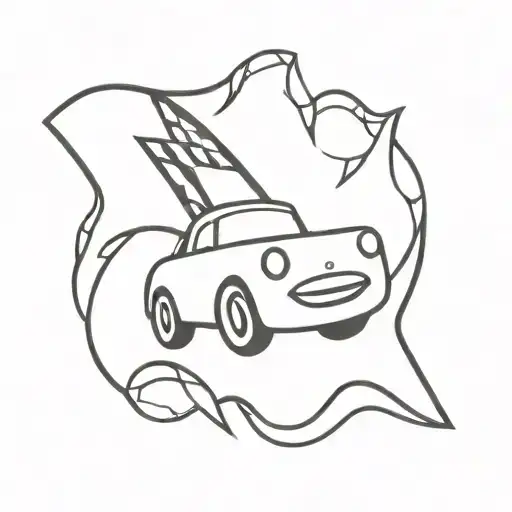 black and white tattoo with the number 95 (Lightning McQueen) and a checked flag   tattoo design idea