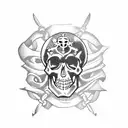pirate ship with skull tattoo design idea