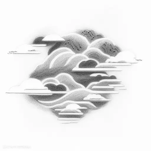 clouds rain waves tattoo design idea