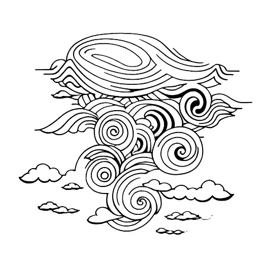clouds rain waves tattoo design idea