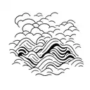 clouds rain waves tattoo design idea