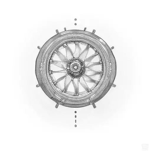 simple design with duel sport motorcycle wheel and thin lines and some motorcycle parts tattoo design idea