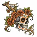 day of the dead oak tree tattoo design idea