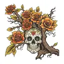 day of the dead oak tree tattoo design idea