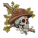 day of the dead oak tree tattoo design idea