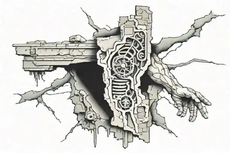 berlin wall being torn tattoo design idea