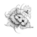 violet,morning glory,cosmos tattoo design idea