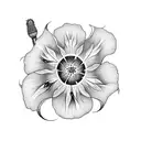 violet,morning glory,cosmos tattoo design idea