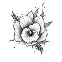 violet,morning glory,cosmos tattoo design idea