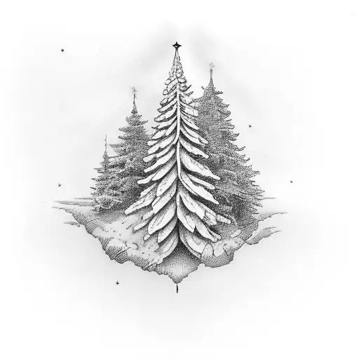noble fir tree with the initials F N G incorporated  tattoo design idea
