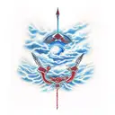 red sentence and dark blue clouds as the background  tattoo design idea