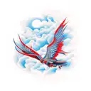 red sentence and dark blue clouds as the background  tattoo design idea