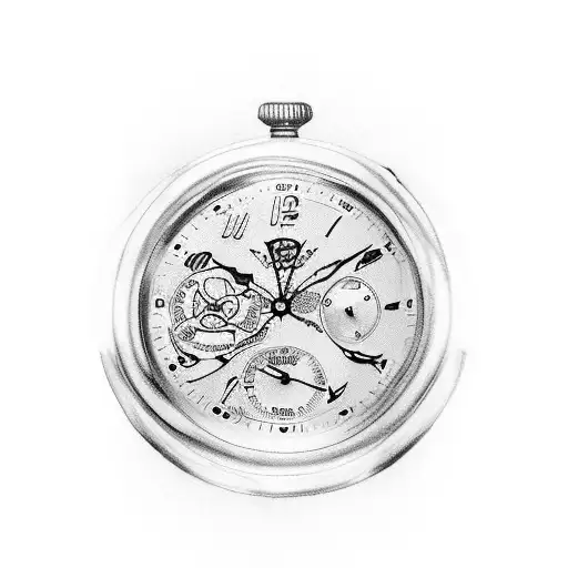 pocketwatch with the time 17.56, besides thw pocketwatch the numbers 1968, 1969, 1993, 2002, 2022 tattoo design idea