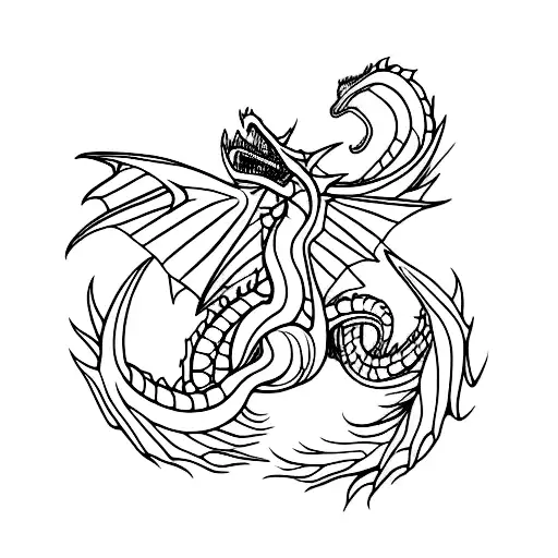 Dragón flying tattoo design idea