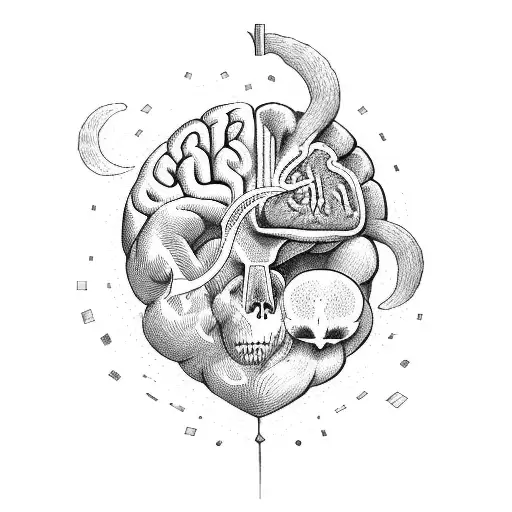 A balance between heart and brain tattoo design idea