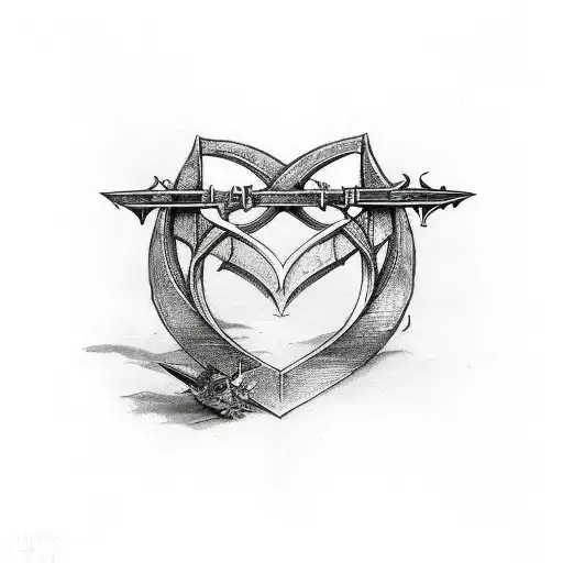 three of swords, with a heart and 3 swords tattoo design idea